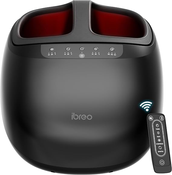 Foot Massager with Heat, 3D Shiatsu Deep Kneading & Rolling, Air Compression with Remote Control for Neuropathy, Plantar Fasciitis & Foot Pain Relief, LongStanding & Fitness for Men, Women & Seniors