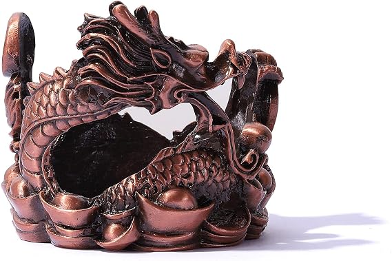 Dragon Cup Holder With Glass Cup, Creative Dragon Metal Cup Holder Desk Drink Holder for Home Office Beverage Exquisite Desktop Decoration and Craft Ornament (Burnished Copper)