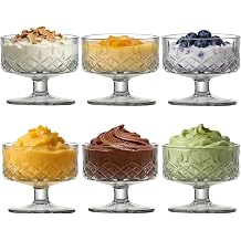 SIGONE Set of 6 180ml Clear Glass Dessert Bowls for Pudding Shrimp Cocktail Appetizers and Milkshakes