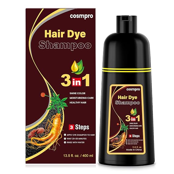 cosmpro Hair Dye Shampoo Chestnut Brown Hair Color for Gray Hair Coverage