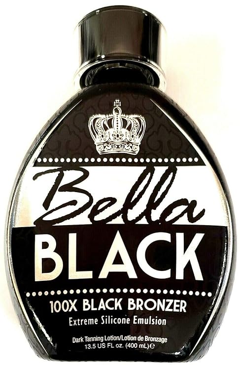 Bella Black 100X Bronzer Tanning Lotion Premium Tanning Bed Lotion with Extreme Silicone Emulsion and Banana Fruit Extract Instant Results Dark Tanning Lotion for Indoor Tanning Beds - 13.5oz