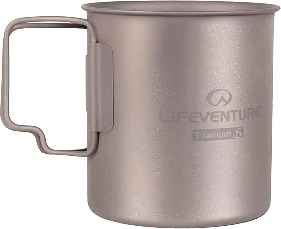 Lifeventure Titanium Mug with Folding Handle - Ultra Lightweight Cup Ideal for Camping Or Travel