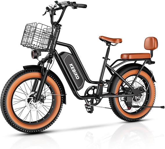 EUYBIKE Electric Bike for Adults, 20"x 4" Fat Tire Cargo Ebike with Seat, 1450W Peak 2 Seater Commute Bike with 48V 20AH Removable 960WH Battery, 80 Miles Max Range 7-Speed Step-Thru Electric Bicycle