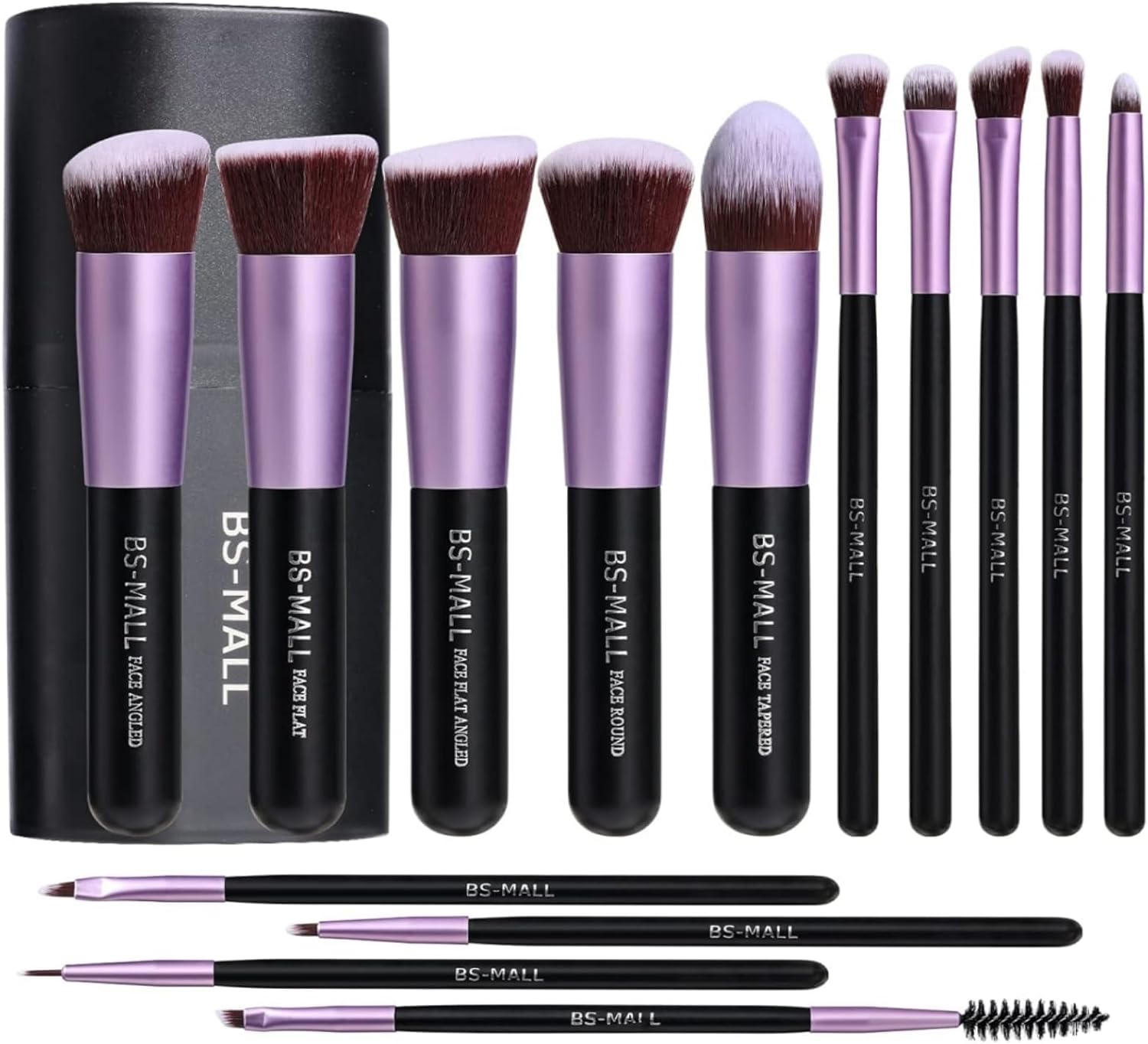 BS-MALL Makeup Brushes Premium Synthetic Foundation Powder Concealers Eye Shadows 14 Pcs Purple