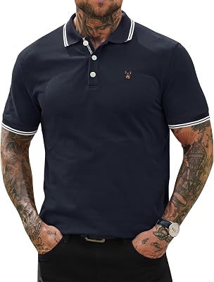 Men Polo Shirts Cotton Pique Casual Business Embroidery Soft Short Sleeve Golf Shirt S-XXL