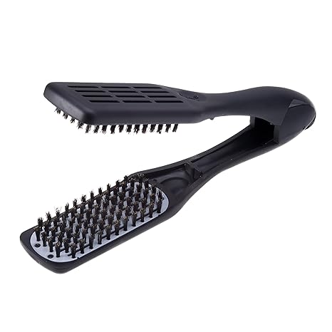 Denman D79 Thermoceramic Hair Straightening Brush - with Boar Bristles - For Wide, Wavy, Curly, Coily Hair Black