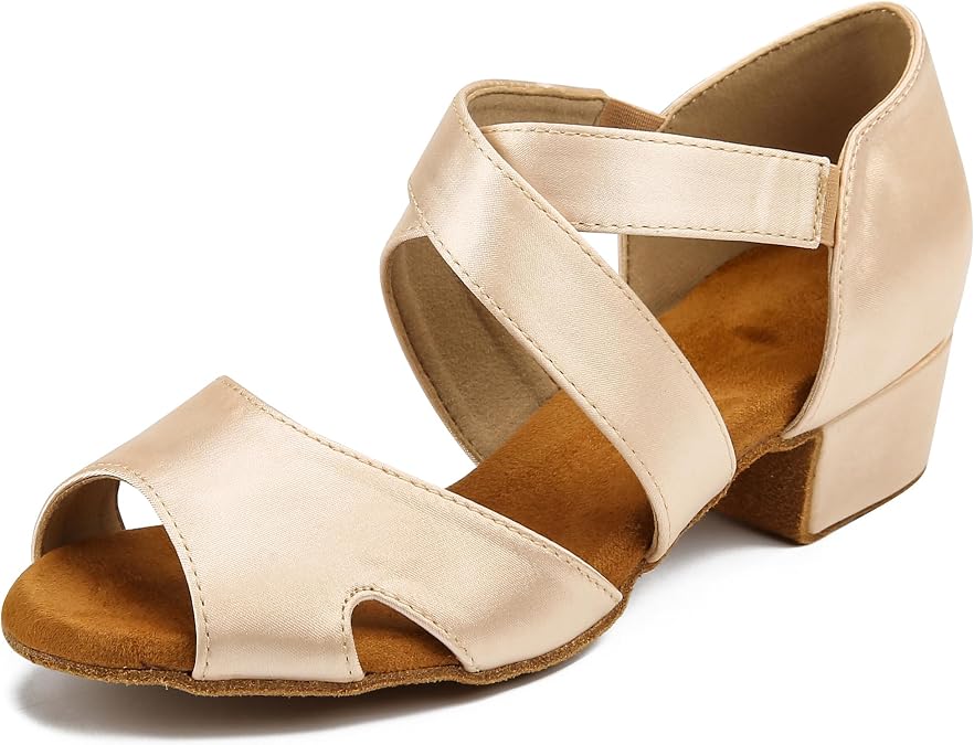 Women Swing Latin Ballroom Dance Shoes (Suede Sole, Elastic Closure) 1.5 inch Heel YT27