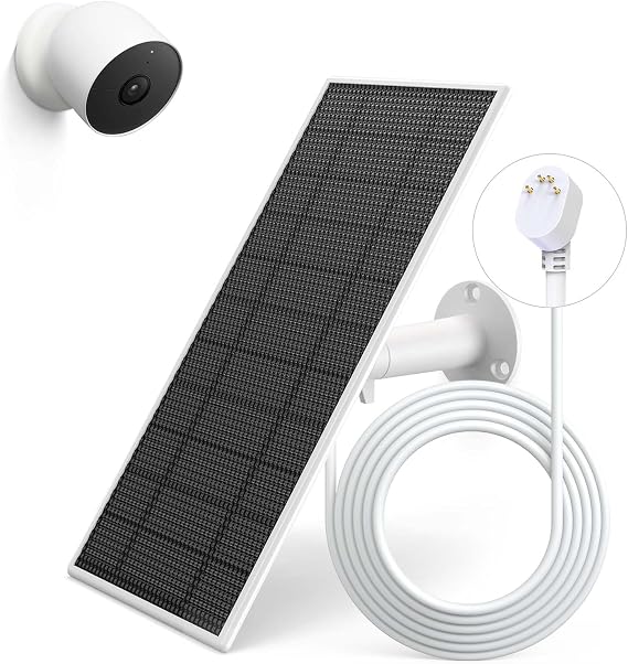 Solar Panel for Google Nest Camera, Upgraded Solar Power Charger for Google Nest Cam Indoor & Outdoor(Battery Version), Flexible Solar Panels with IP65 Waterproof and 13.1Ft Fast Charging Cable