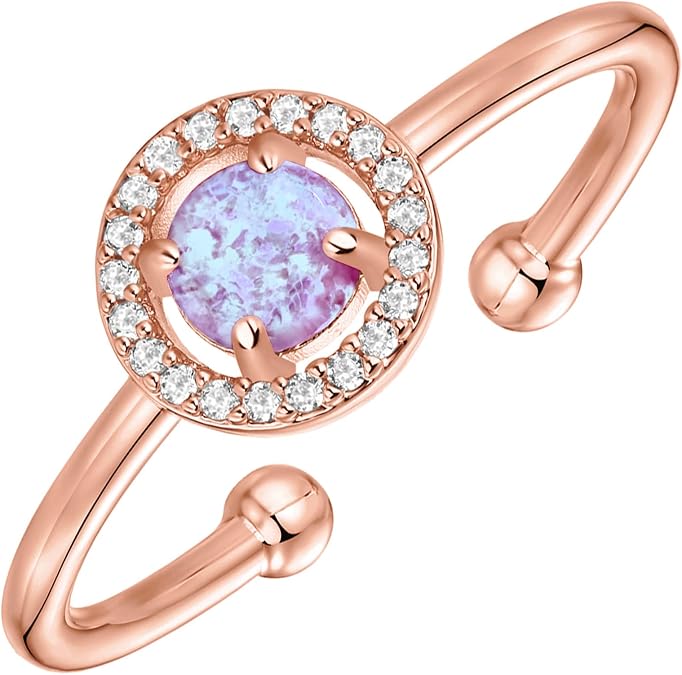 PAVOI 14K Gold Plated Created Opal Rings - Stacking Rings for Women
