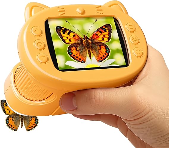 Handheld Digital Mini Microscope for Kids: 1000X 4K Portable Pocket 2.4 Screen Microscopes Toys STEM Electronic Learning Educational Science Kit 8-12 Birthday Gift 4 5 6 7 Year Old Boy Girl Yellow
