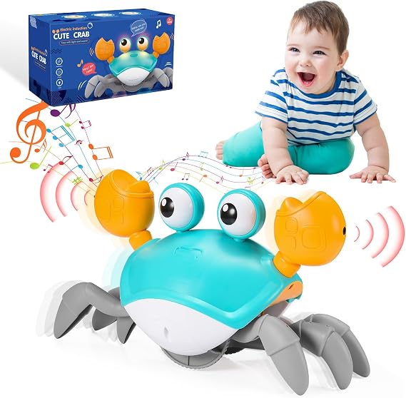iKidiki Crab Baby Toy 6-12 Months Children's Toy from 1 2 3 4 Years Boy Girl Crawling Toy Baby Gift Boy Girl Toy from 1-4 Years Tummy Time Toys Musical Learning Toy