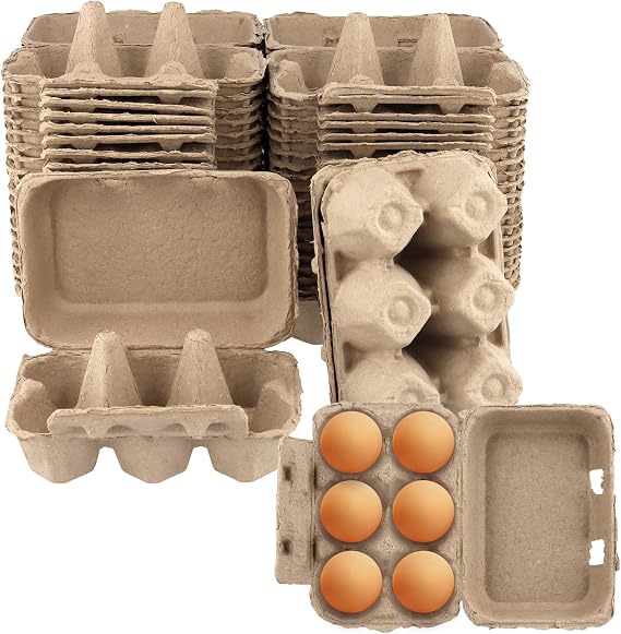 SOUJAP 20 PCS Egg Boxes Cardboard for 6 Eggs, 6 Count Half Dozen Cardboard Egg Cartons for Kitchen, 15 x 10 x 7cm