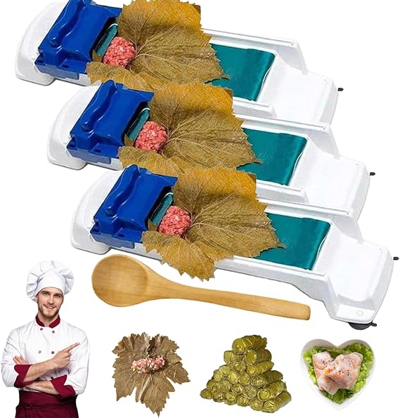 Grape Leaves Roller, Grape Leaf Roller Machine, Dolma Roller, Home Essentials Stuffed Grape Cabbage Leaf Rolling Machine for Beginners (3Pack)