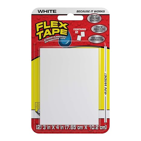 Flex Tape Mini Rubberized Waterproof Patches, White, 3 in x 4 in, 1-Pack