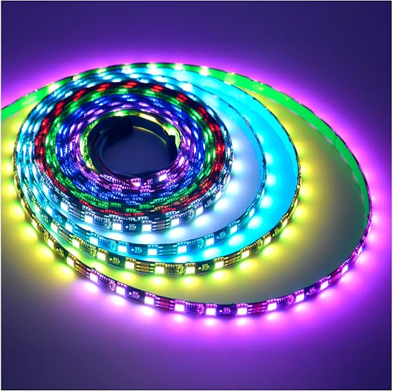 16.4ft Black Strip Waterproof WS2811 LED Strip Addressable 2811 LED Pixel 12V RGB LED Stip Magic Dream Color Multicolors 300LED(Brighter RGB)