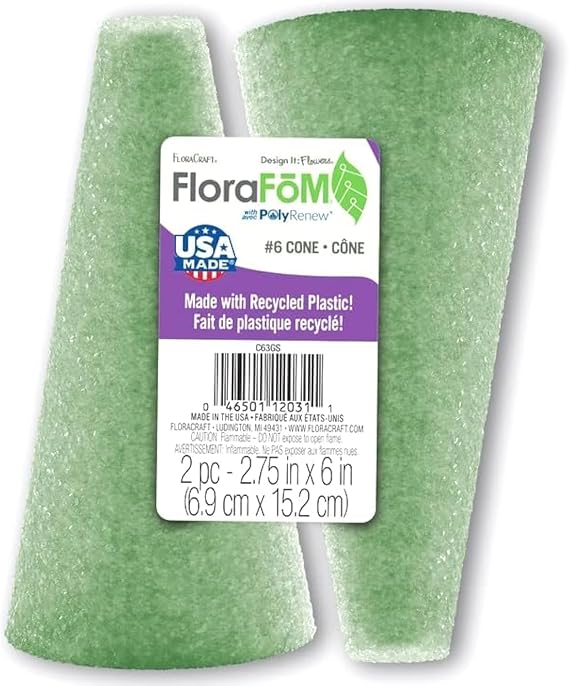 FloraCraft FloraFoM 2 Piece Cone 2.75 Inch x 6 Inch Green
