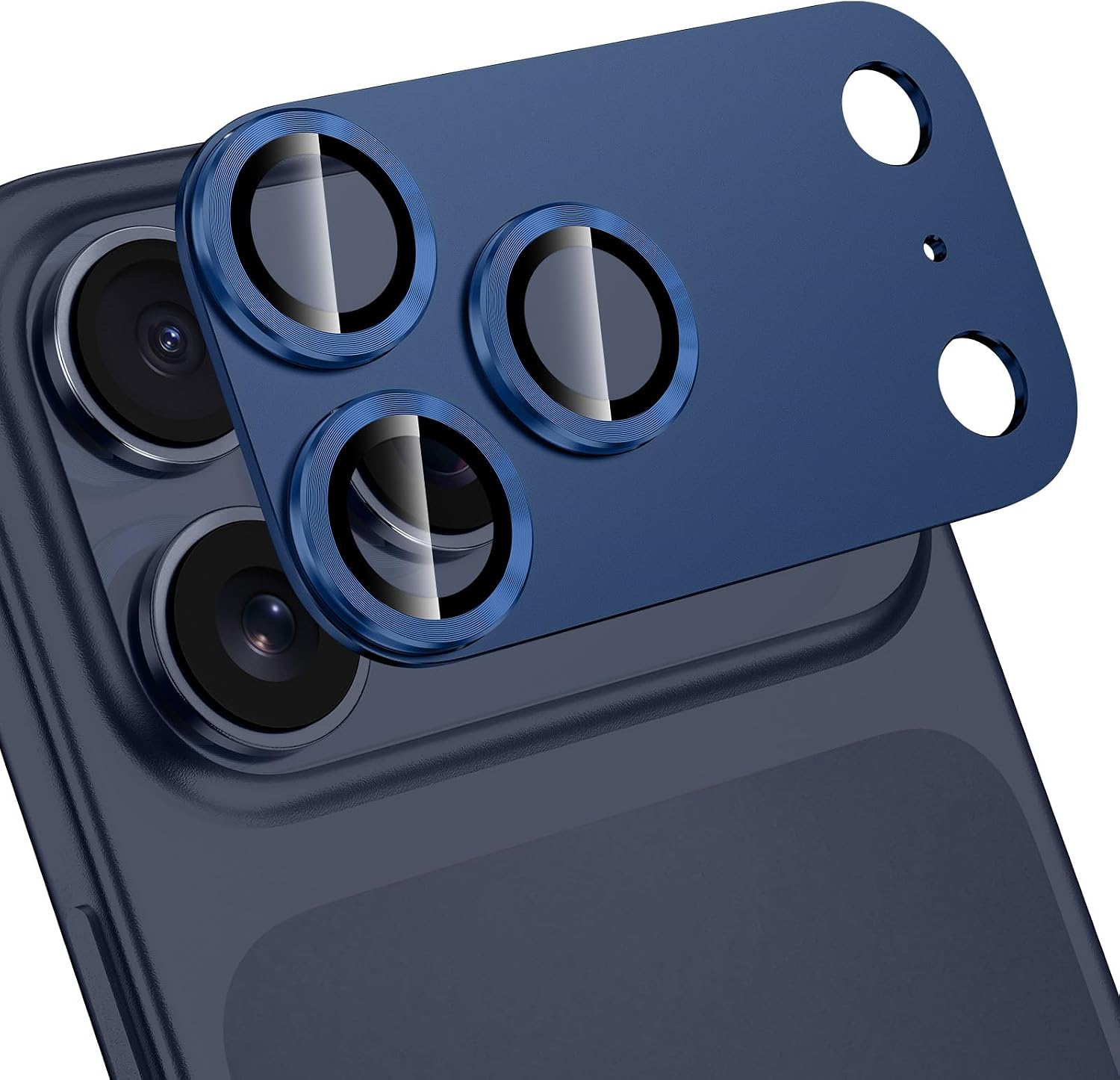 for iPhone 17 Pro Camera Lens Protector, [Military Grade Shatterproof] [Strong Adsorption] [Case Friendly] Full Coverage Metal Aluminum Alloy 9H Tempered Glass Camera Screen Cover, Blue