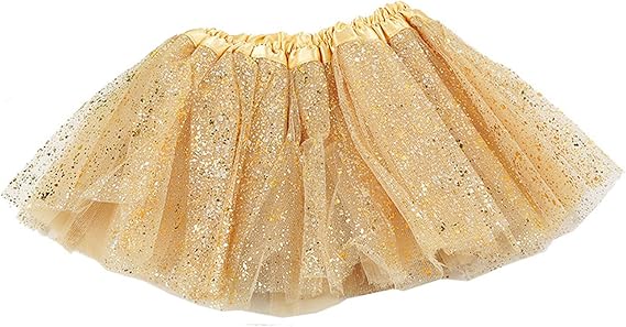 Baby Girls Gold Tutu Skirt, 3 Layer Sparkly Sequin Tulle Tutu for 3-12 Months (One Size), Infant Toddler Birthday Halloween Party Princess Dress Up Outfit Cake Smash Photo Props