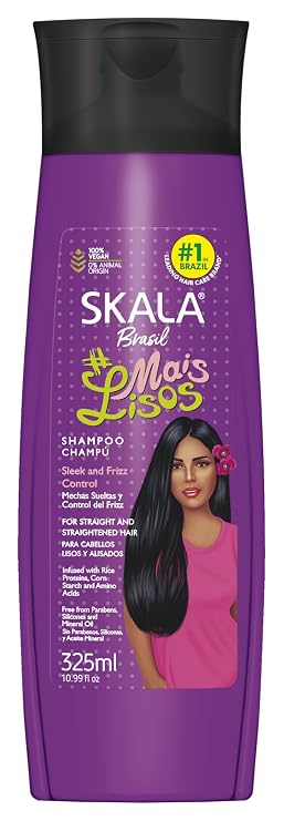 SKALA #Mais Lisos Shampoo for Straight and Straightened Hair, Vegan Hair Shampoo with Vitamin E & D-Panthenol for Frizz Control & Hydration Care, Cleansing Formula, No Parabens or Silicones, 325 mL