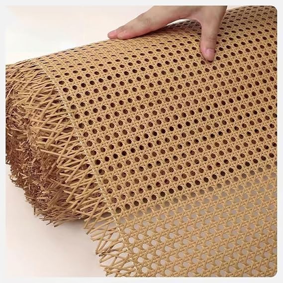 Rattan Cane Webbing 50/70/80*100cm Natural Vine Wicker 1 Roll Width Square Cane Webbing Fabric Material Open Weave Wicker Woven Rattan Sheets For Furniture Cupboard Chair Cabinet Ceiling Bed(BROWN,11*