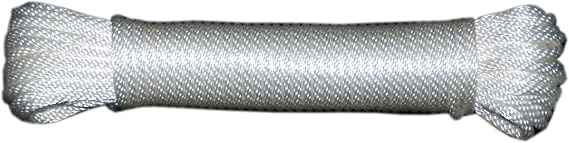 T.W Evans Cordage 44-083 1/4-Inch Solid Braid Nylon Rope 50-Feet Hank, White