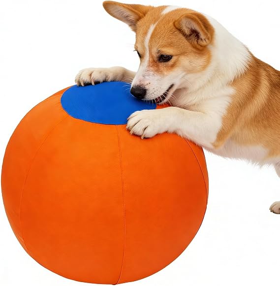 Herding Balls for Dogs Large, Herding Ball with Protective Cover & Pump, Interactive Dog Toy to Keep Them Busy, Giant Dog Ball for Medium & Large Breeds Outdoor Play & Training-Orange S