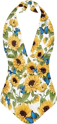 Womens One Piece Swimsuits Tummy Control Bathing Suits Slimming V Neck Swimwear