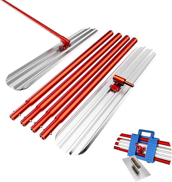 Ntiibcuy Bull Float Concrete Tools?48’’×8’’ Magnesium Aluminum Alloy Concrete Float with 4 Combinable Handles?Concrete Bull Float with Carrying Toolbox,Trowel?Concrete Bull Float Kit for