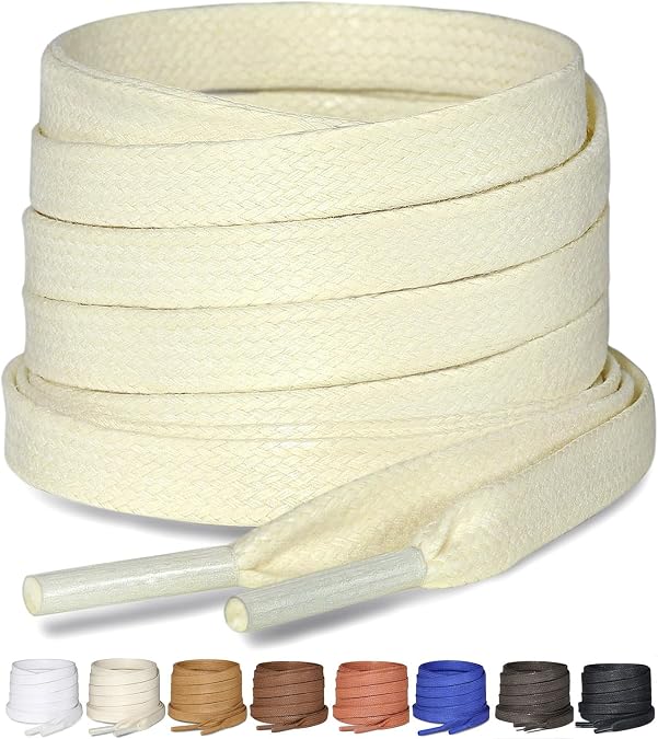 2 Pairs Flat Waxed Cotton Shoelaces, 1/4" Laces