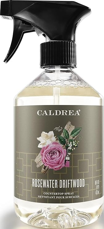 Caldrea Multi-surface CounterTop Spray Cleaner, Made With Vegetable Protein Extract, Rosewater Driftwood Scent, 16 Oz