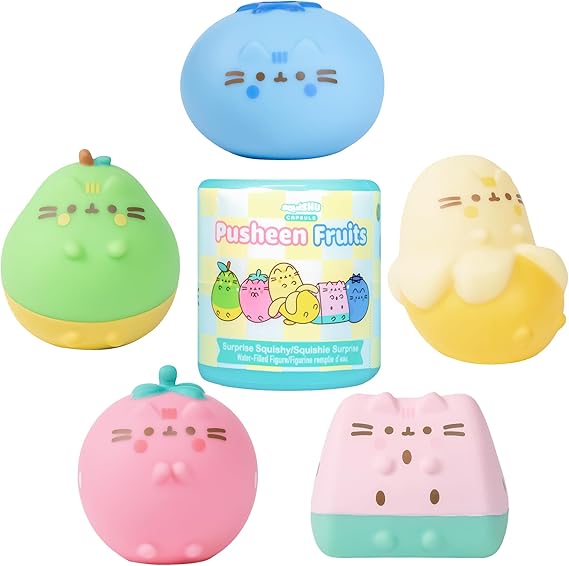Hamee SquiSHU Capsule Pusheen the Cat Series 5: Fruit Squishy Toy - 1 Pc. | Cute Water-Filled Squishy Toy, Mystery Blind Capsule, Birthday Gift, Party Favor, Gift Basket Filler, Stress Relief