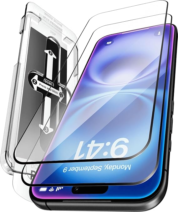 DOME GLASS Whitestone 2PACK EZ GLASS AR for iPhone 17 Series [Super Anti-Reflection], Full Coverage [Easy Install] Tempered Glass Screen Protector [2pack] (iPhone 17 Pro)