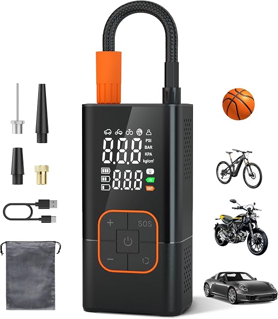 Tire Inflator Portable Air Compressor, 150 PSI Air Pump with Digital Gauge