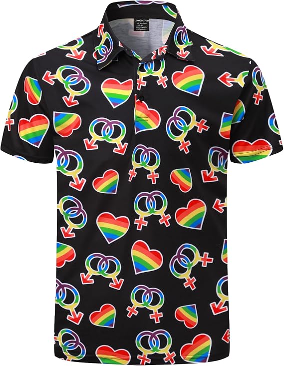 LINOCOUTON Men's American Patriotic Flag Pride Day Golf Polo Juneteenth Cinco De Mayo Short Sleeve Shirt