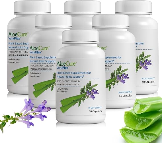 AloeCure VeraFlex Joint Health Supplement, Plant-Based, 60 Caps, 6-Pack