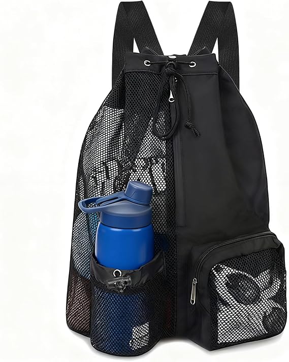 Swim Bag Mesh Backpack, Drawstring Beach Backpack for Men Women