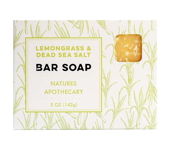 NATURE'S APOTHECARY Lemongrass & Dead Sea Salt Premium Bar Soap - Cold-Processed Castile Soap - Eco-Friendly, Vegan, Hypoallergenic, All-Natural, Handmade in USA by DAYSPA Body Basics