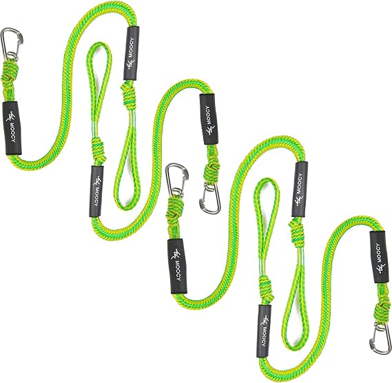 PWC Bungee Dock Line Stretchable Bungee Cords w/Stainless Steel Clip (Stretches 4-5.5ft) with Foams Float Perfect for PWC, Jet Ski, SeaDoo, Yamaha WaveRunner, Kayak, Pontoon 4 Pack
