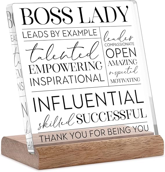 LukieJac Best Boss Lady Gifts for Women Boss Birthday Gifts Appreciation Gifts Promotion Gifts Mentor Gifts for Women Boss Lady Office Desk Decor Boss Day Decorations Female Managers Office Sign