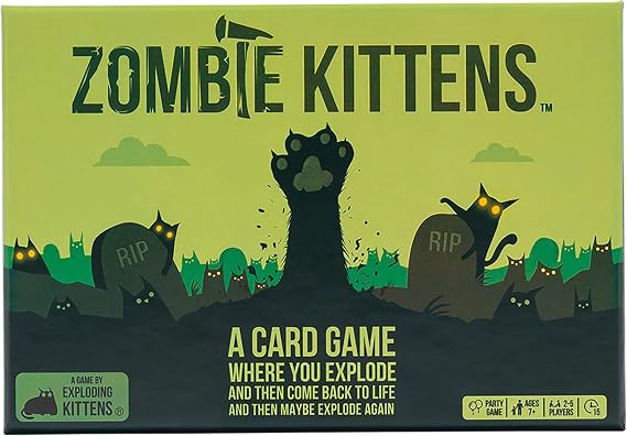 Exploding Kittens Zombie Kittens, 2-5 Players, Ages 7+ Card Game | Ages 7+ 2 to 5 Players - < 15 Minute Playtime - High Stakes Zombie Card Game - Party Game/Family Game Night