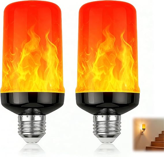 LED Flame Light Bulb,Flame Effect 3W E27 LED, 1400K 3 Lighting Modes Flickering Flame Light Bulb Vintage Fire Lamp for Garden Patio Home Indoor and Outdoor Bar Energy Saving Decorative Fame Bulb