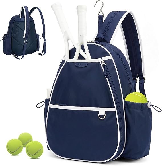 Tennis Bag for Women & Men Sling Crossbody Backpack 2-Racket Waterproof Pocket & Fence Hook Racket Bags Suitable for Pickleball Tennis Badminton