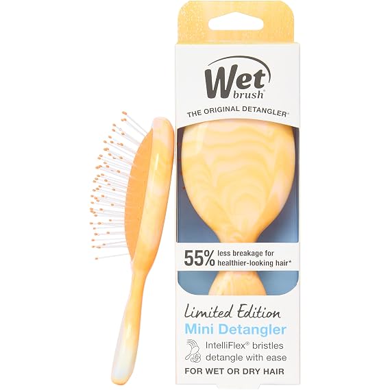 Wet Brush Mini Detangler Hair Brush for Gentle Knot Removal, Travel Size, Soft Bristles for Pain-Free Detangling, Less Breakage, Works on All Hair Types, Limited Edition, Summer Treat Creamsicle