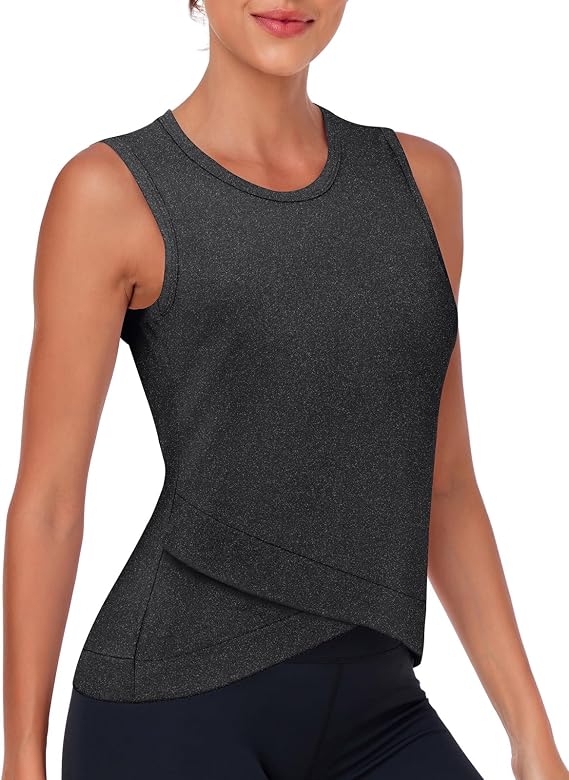LURANEE Women's Workout Athletic Tank Tops Quick Dry Sun Protection Yoga Gym Crop Sleeveless Shirts