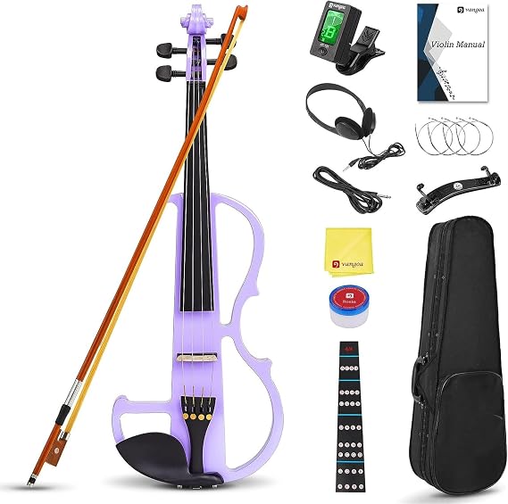 Electric Violin, 4/4 Full Size Silent Electric Violin Kit, Beginner, Adult, Solid Wood, Electric Violin Starter Set