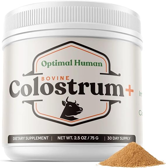 O H Optimal Human Bovine Colostrum Powder with Marshmallow Root Gut & Immune Support Colostrum Supplement Capsules with IgG & Protein Non-GMO, GMP Certified, Made in USA Unflavored 30 Servings