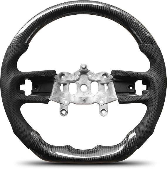 Carbon Fiber Steering Wheel for Jeep Wrangler JL JLU JT 2018-2025, D-Shaped Flat Bottom with Perforated Nappa Leather Grip