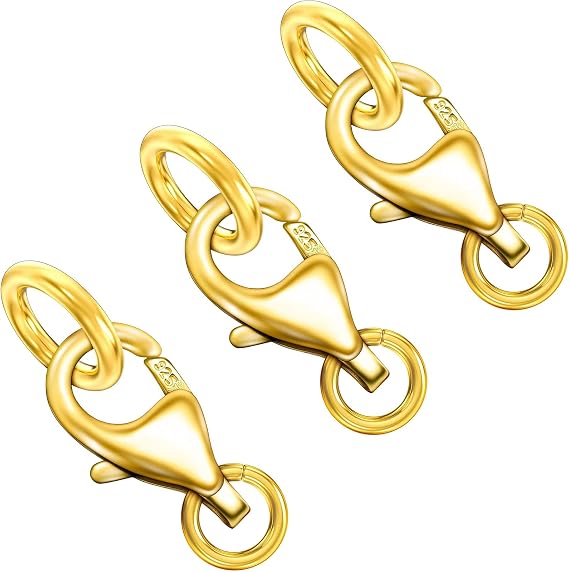 18k Gold Filled 925 Sterling Silver Lobster Clasp with Closed Jump Rings,Necklace Clasps and Closures Lobster Claw Clasp Suitable for Jewelry Making Findings and Bracelets