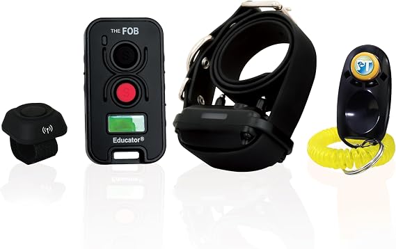 E-Collar Technologies FOB Educator Remote Dog Training Collar, Hands-Free Button for Small Medium Large Dogs, Waterproof, Rechargeable (FE-580B)