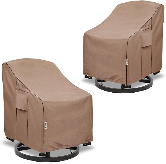 Patio Chair Covers for Outdoor Furniture Waterproof 2 Pack, Heavy Duty Waterproof Outdoor Swivel Chair Cover (30"W x34"D x36"H - Brown)